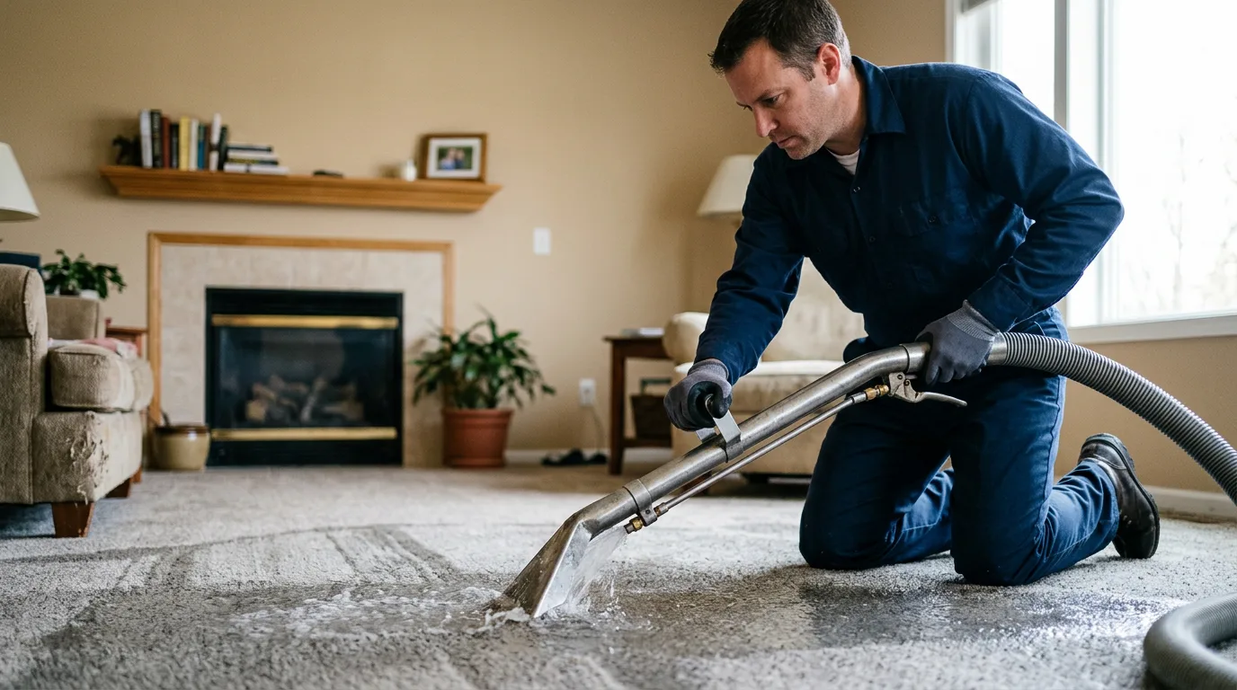 Water damage restoration technician working near Shawano, WI